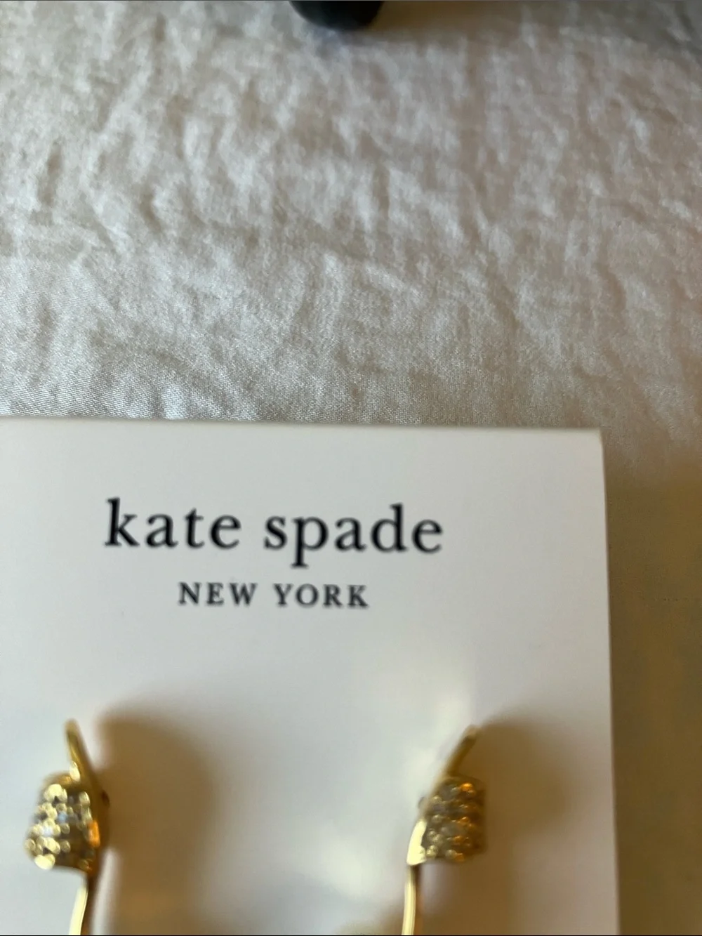kate spade: Gold Tone “Hit the Town” Crystal & Pearl Drop Earrings